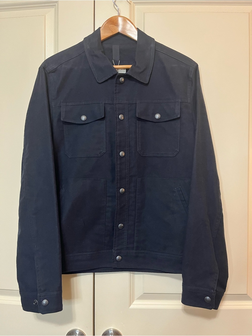 Mango Men's Navy Bomber-Style Button Jacket